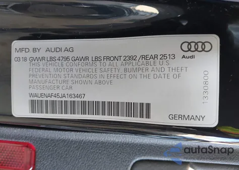2018 Audi A4 2.0T Premium/2.0T Tech Premium from USA, damaged, VIN WAUENAF45JA163467